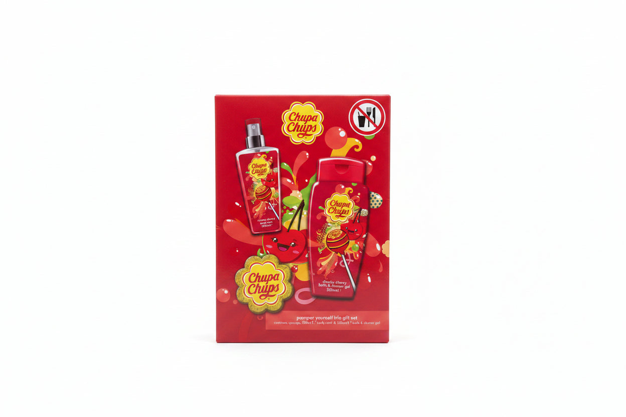 Coffret gel douche brume corporelle et éponge Chupa Chups cerise