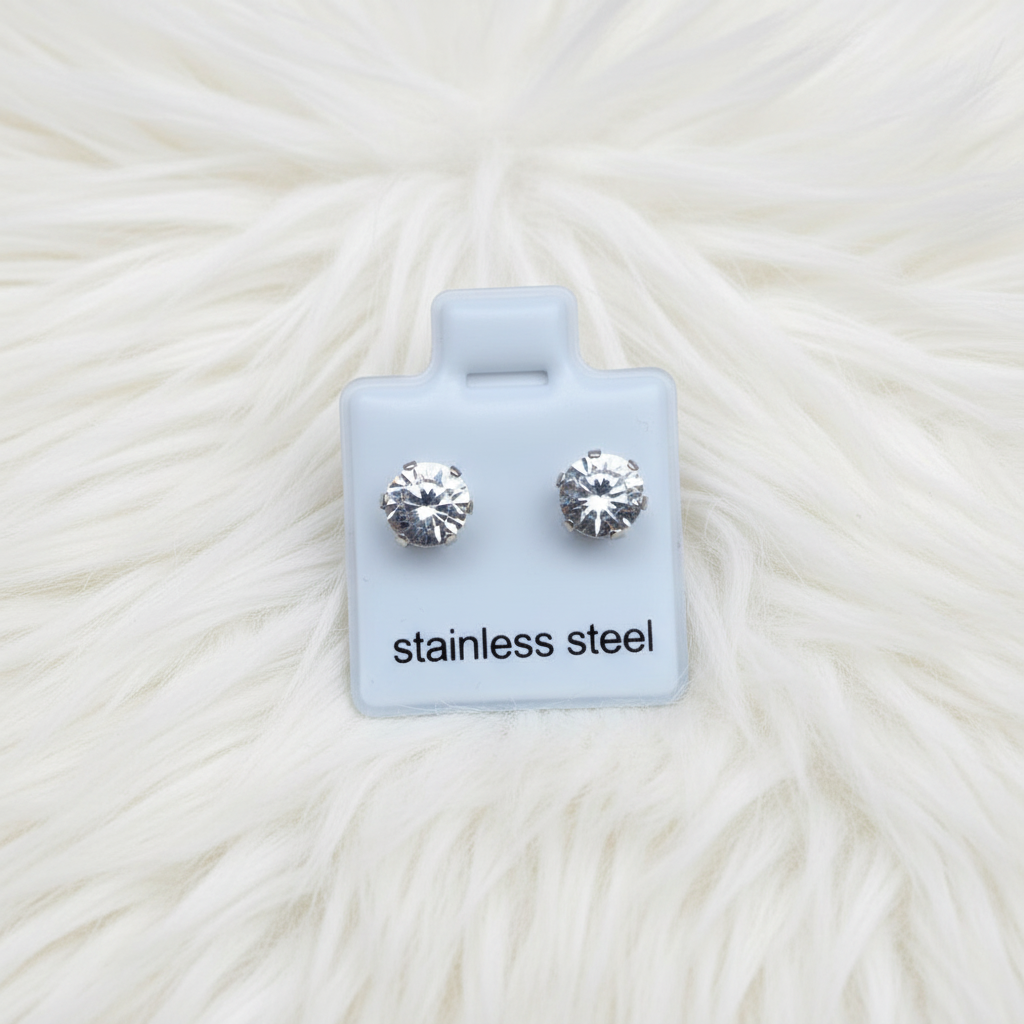 Boucles d'oreilles clous strass taille 4 (6mm)