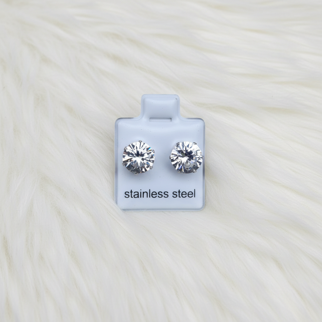 Boucles d'oreilles clous strass taille 6 (8mm)