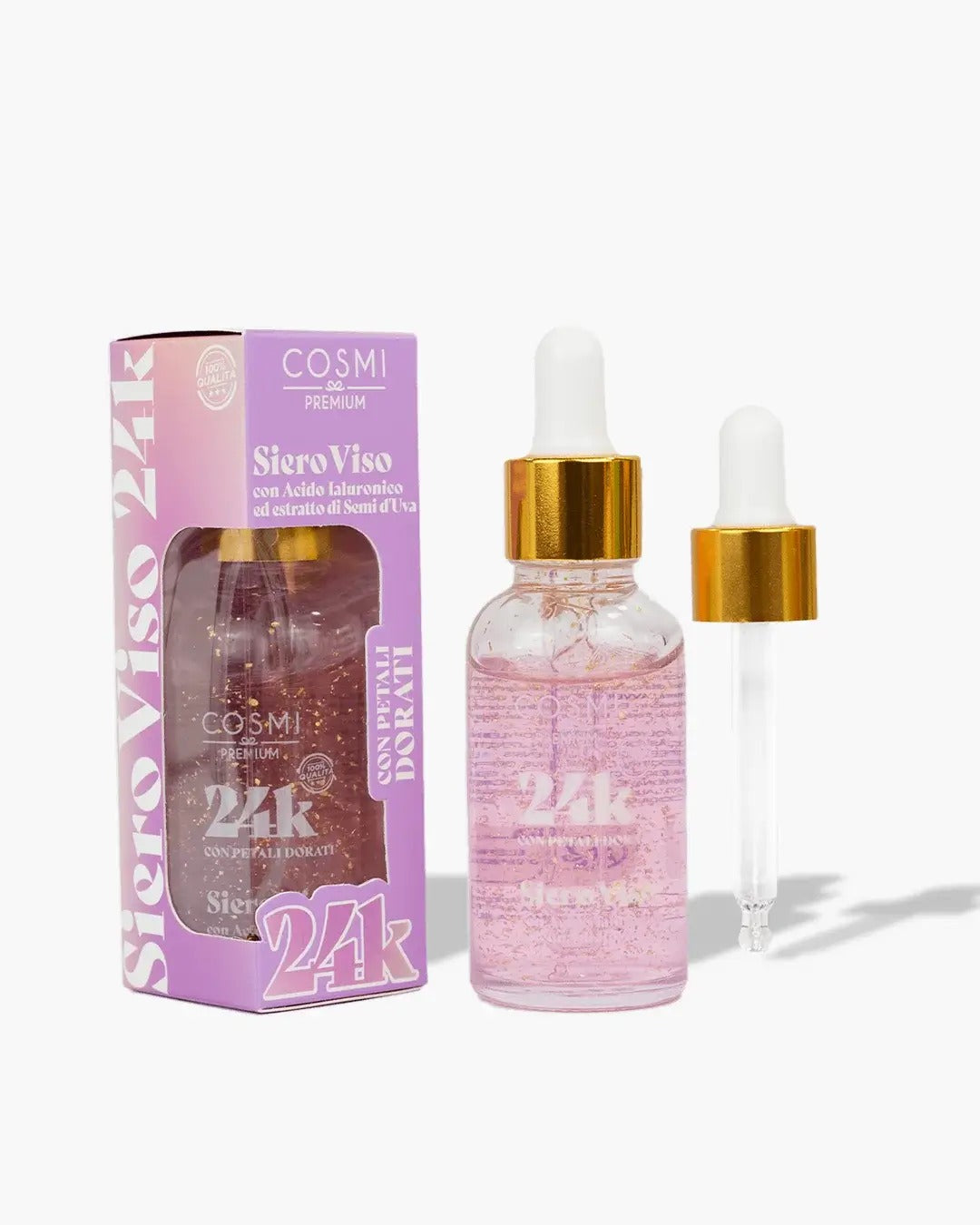 Flacon Sérum visage paillettes d’or 24K 30ml – Cosmi Milano